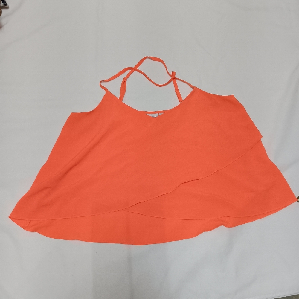 Women's Orange Sleeveless Top non-elastic polyester fabric